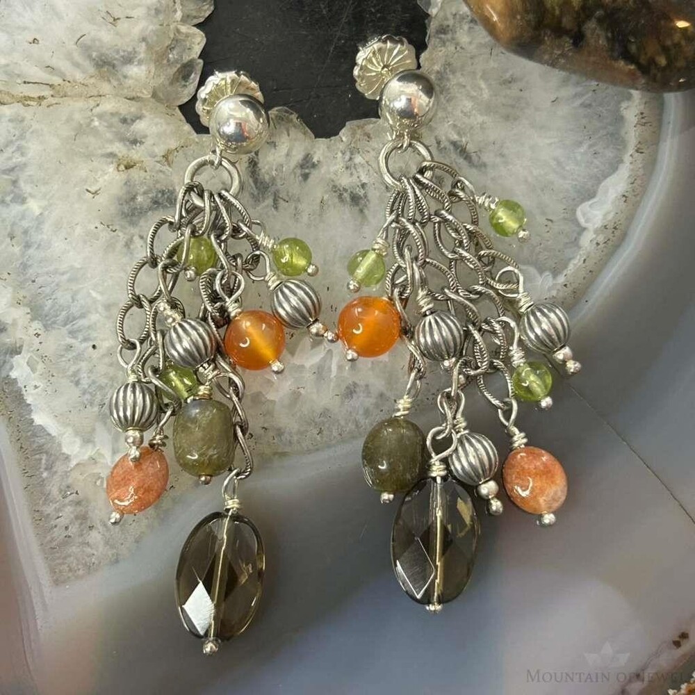 Carolyn Pollack Sterling Silver Multi Stone Dangle Earrings For Women